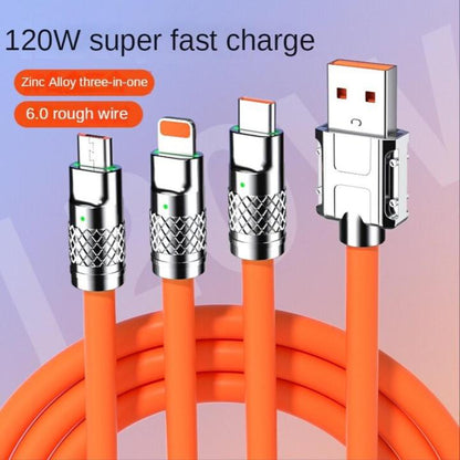 120W Fast Charging Cable Phone Charger 3 in 1 Super Cha