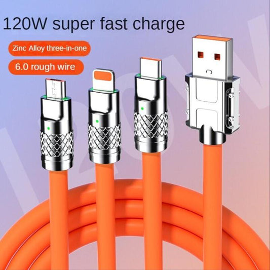 120W Fast Charging Cable Phone Charger 3 in 1 Super Cha