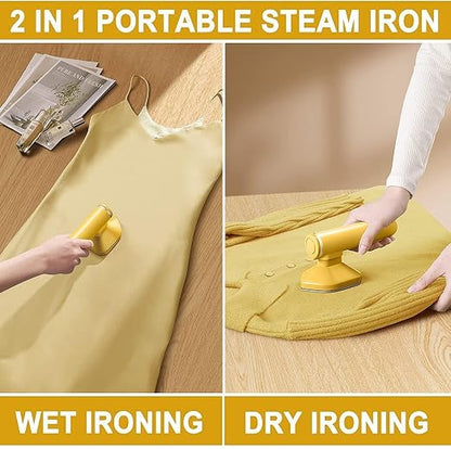 2-in-1 Portable Mini Steam Iron – Fast Heating Micro Handheld Garment Steamer
