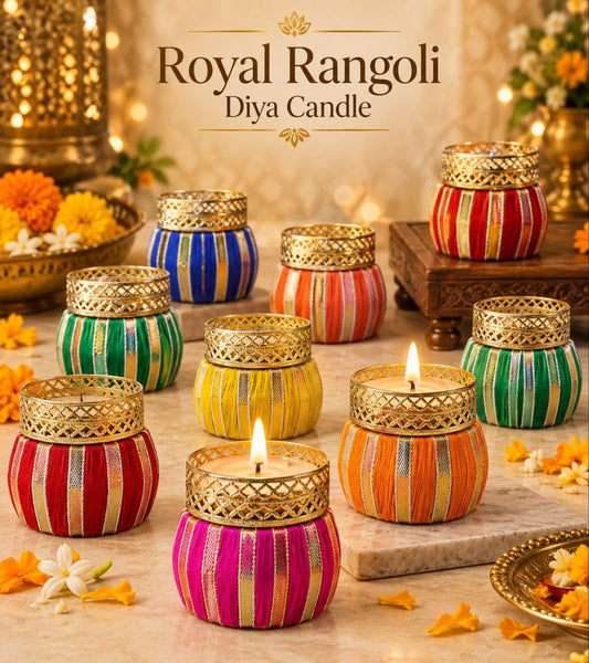 Royal Rangoli Diya Candle – Handcrafted Traditional Decorative Candle for Diwali, Home Décor & Gifting  (Pack of 12)