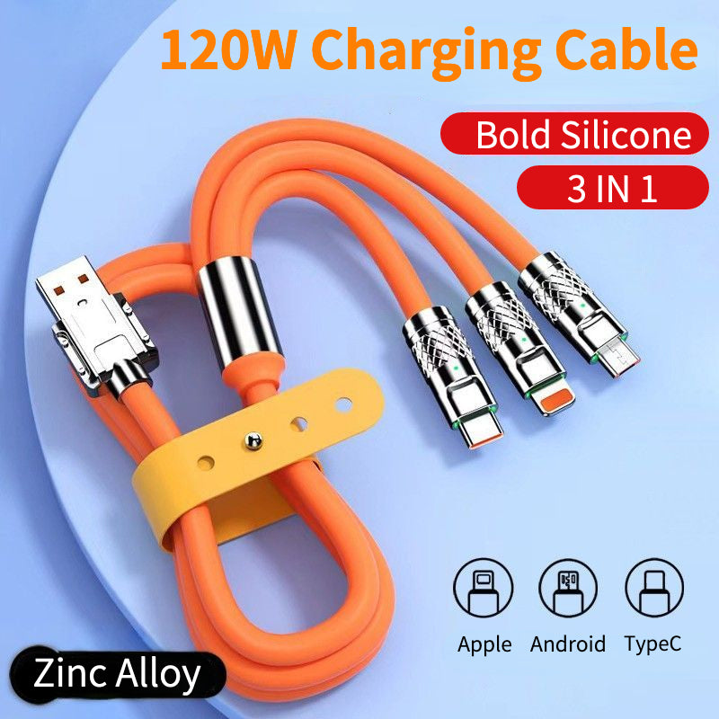 120W Fast Charging Cable Phone Charger 3 in 1 Super Cha